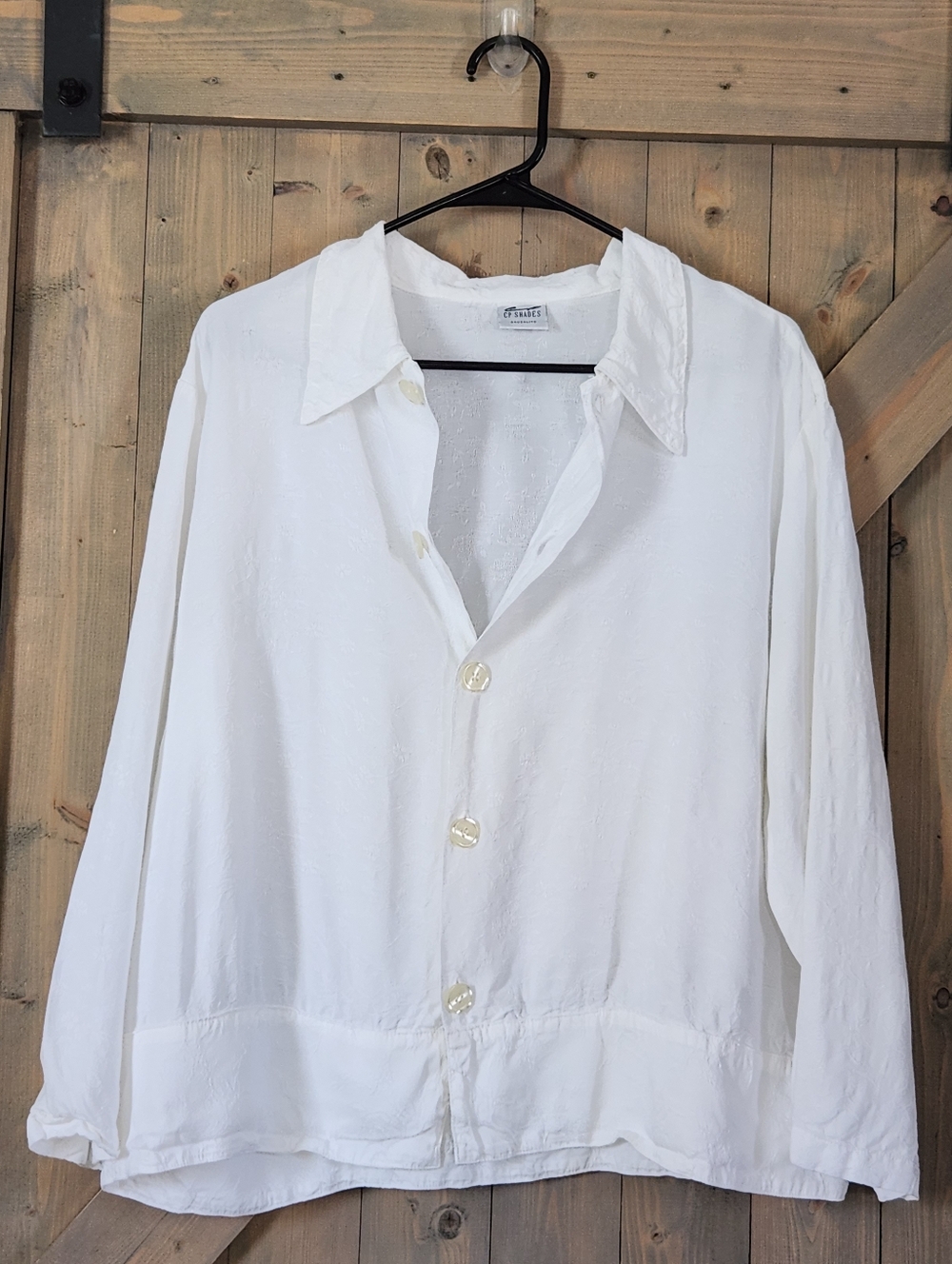 CP Shades White Flowly Button Front Oversized Top Medium